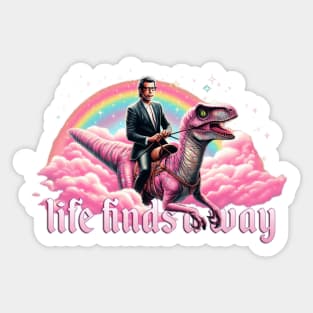 Life Finds a Way Raptor Riding Jeff Sticker